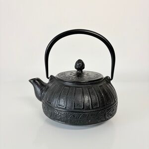 Classic Black Cast Iron Teapot with Handle